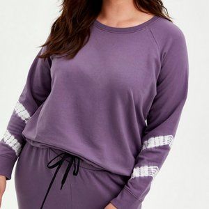 TORRID PURPLE TIE-DYE FRENCH TERRY ACTIVE SWEATSHIRT TOP